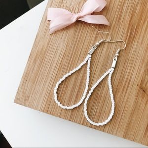 White Beaded Earrings